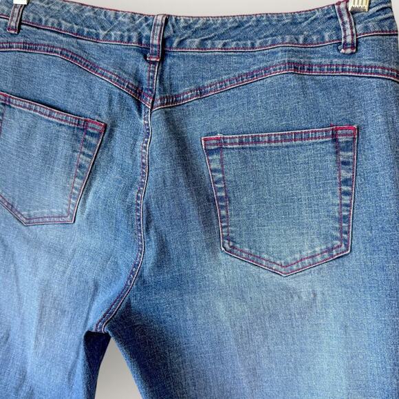 Live a Litttle Denim Capri High Rise Blue Washed Jeans Stretchy Cuff Hem Size 12 - Picture 7 of 12